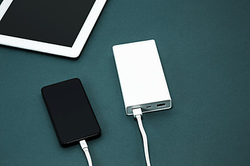 Image showing Power bank and mobile phone