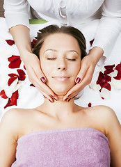 Image showing stock photo attractive lady getting spa treatment in salon, healthcare people concept 