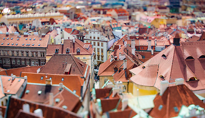 Image showing Prague view of the city from above. Tilt shift lens.