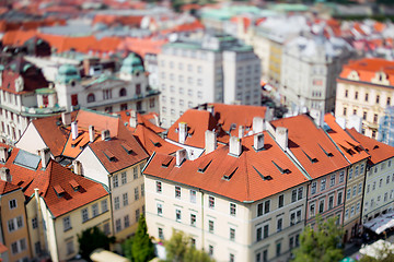 Image showing Prague view of the city from above. Tilt shift lens.