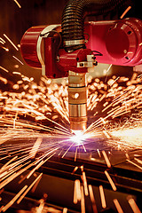 Image showing CNC Laser plasma cutting of metal, modern industrial technology.