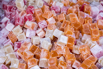 Image showing Turkish delight rahat sweets various colors and flavors