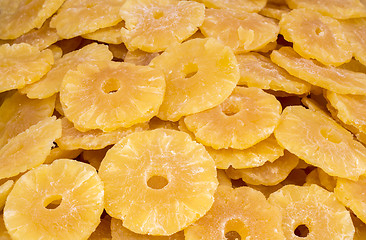 Image showing Dried pineapple slices sweet and tasty food