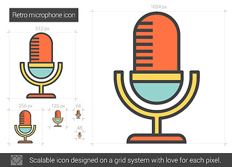 Image showing Retro microphone line icon.