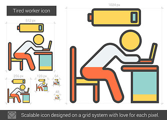 Image showing Tired worker line icon.