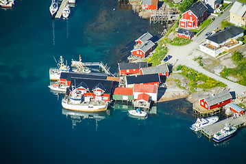 Image showing Harbour and red houses