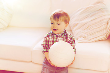 Image showing happy little baby boy with ball at home