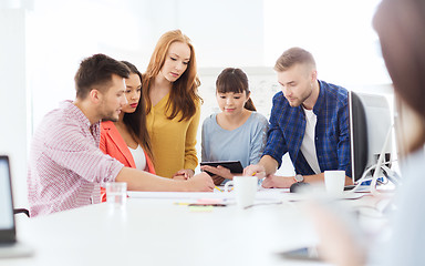 Image showing creative team with papers an tablet pc at office