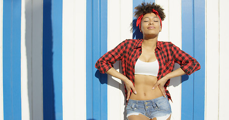 Image showing Sexy young woman enjoying the summer sun