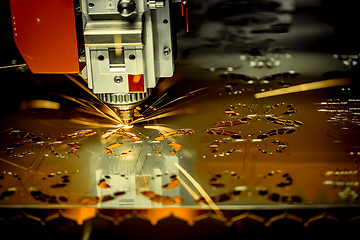 Image showing CNC Laser cutting of metal, modern industrial technology. .