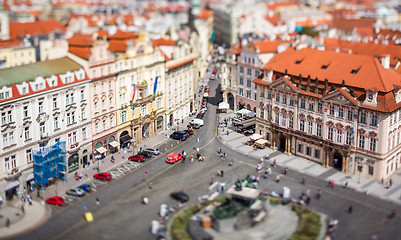 Image showing Prague view of the city from above. Tilt shift lens.