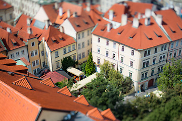 Image showing Prague view of the city from above. Tilt shift lens.