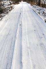 Image showing winter road, close-up