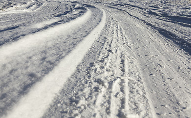 Image showing winter road, close-up