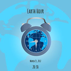 Image showing Earth and alarm clock on map background