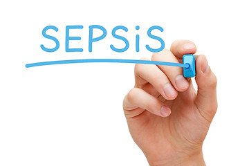 Image showing Sepsis Handwritten With Blue Marker