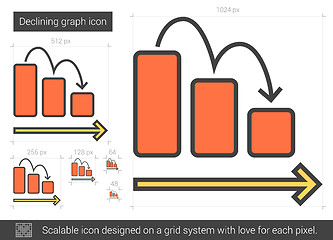 Image showing Declining graph line icon.