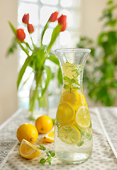 Image showing Fresh limes and lemonade 