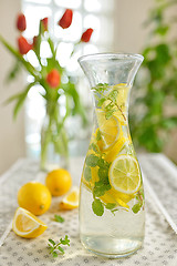 Image showing Fresh limes and lemonade