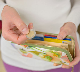 Image showing Woman hands counting coins 