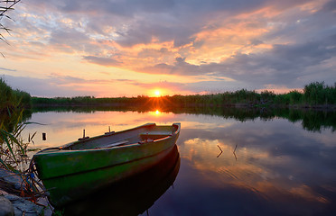 Image showing Fisherman boat on Danube Delta 