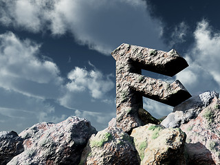 Image showing rune rock under cloudy blue sky - 3d illustration