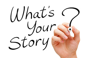 Image showing What Is Your Story Handwritten On White 