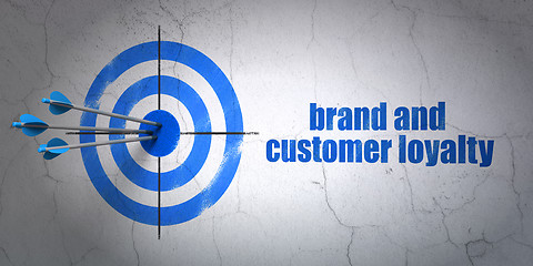 Image showing Advertising concept: target and Brand and Customer loyalty on wall background