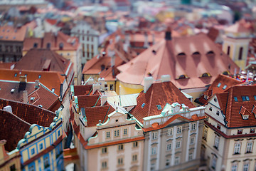 Image showing Prague view of the city from above. Tilt shift lens.