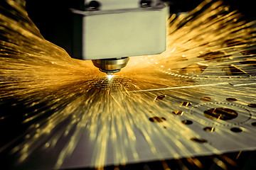 Image showing CNC Laser cutting of metal, modern industrial technology. .