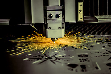 Image showing CNC Laser cutting of metal, modern industrial technology. .