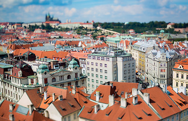 Image showing Prague view of the city from above. Tilt shift lens.