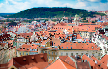 Image showing Prague view of the city from above. Tilt shift lens.