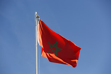 Image showing National flag of Morocco on a flagpole