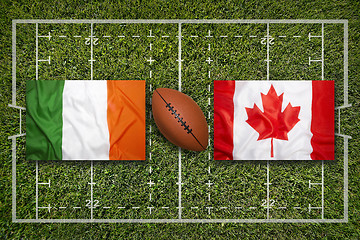 Image showing Ireland vs. Canada\r flags on rugby field