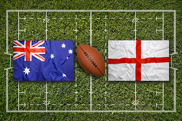 Image showing Australia vs. England\r flags on rugby field