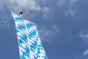 Image showing Bavarian flag on flagpole