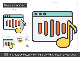 Image showing Online music player line icon.