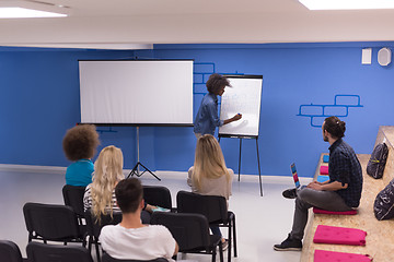 Image showing Black woman Speaker Seminar Corporate Business Meeting Concept