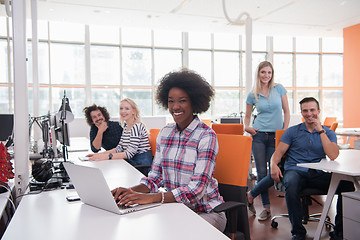 Image showing African American informal business woman working in the office