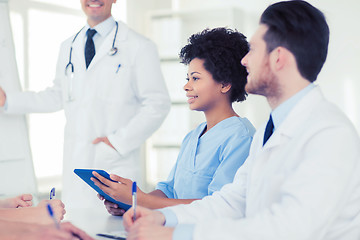 Image showing group of doctors on presentation at hospital