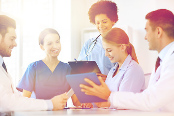 Image showing group of happy doctors meeting at hospital office