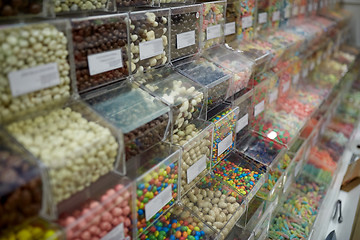 Image showing different sweets in boxes at candy shop