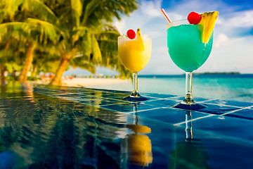 Image showing Cocktail near the swimming pool