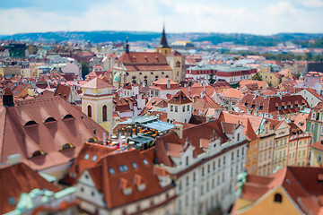 Image showing Prague view of the city from above. Tilt shift lens.