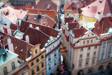 Image showing Prague view of the city from above. Tilt shift lens.