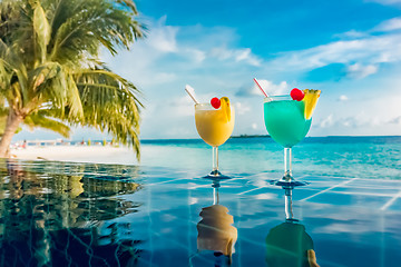 Image showing Cocktail near the swimming pool