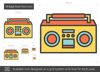 Image showing Vintage boombox line icon.