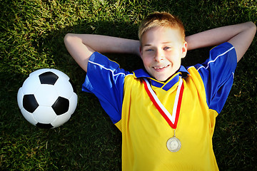 Image showing Boy with soccer ball