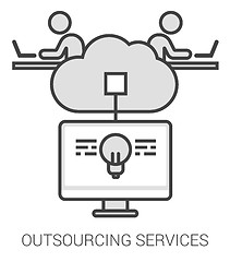 Image showing Outsourcing services line infographic.